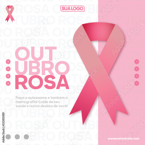 beautiful banner Breast Cancer Awareness Month Outubro Rosa
