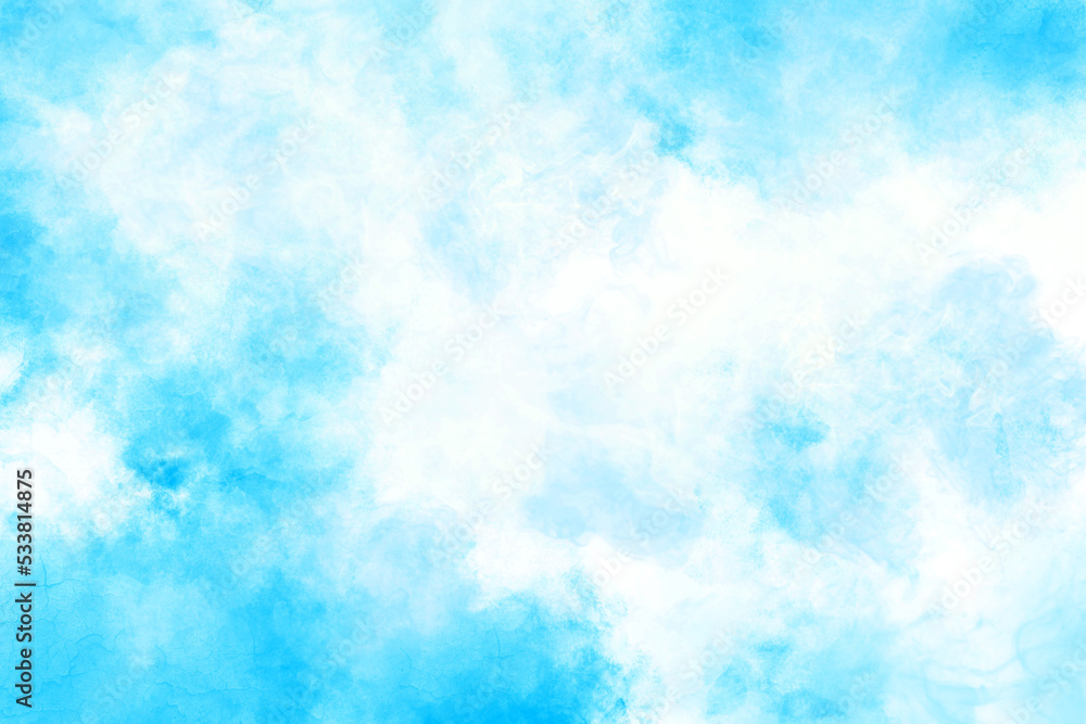 Soft clouds in blue color sky for background with watercolor.