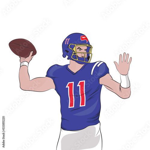 American football player throwing the ball.