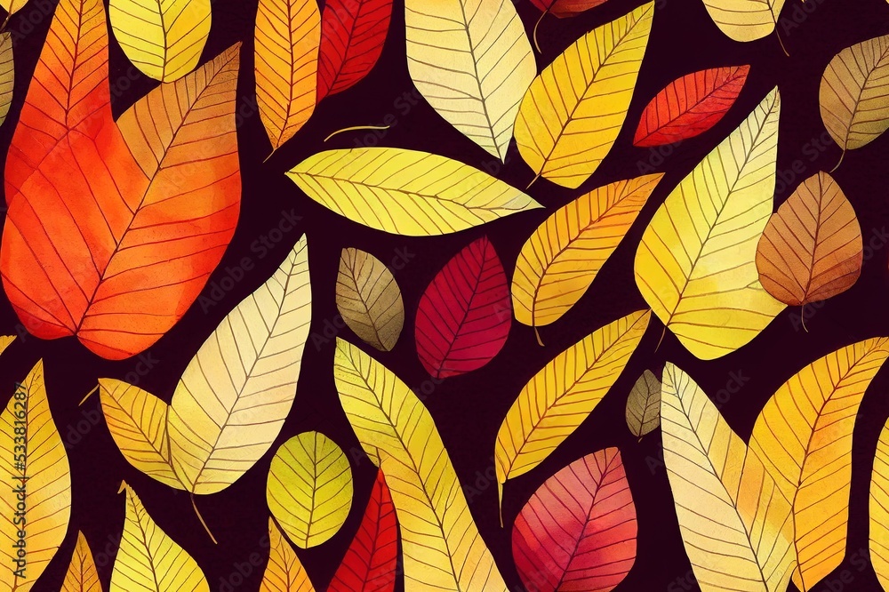 Watercolor pattern of autumn plants. Autumn leaves, leaf fall. Modern bright style. You can use a bright print for your design. Watercolor pattern of autumn plants. Autumn leaves, leaf fall. Modern bright style. You can use a bright print for your design.