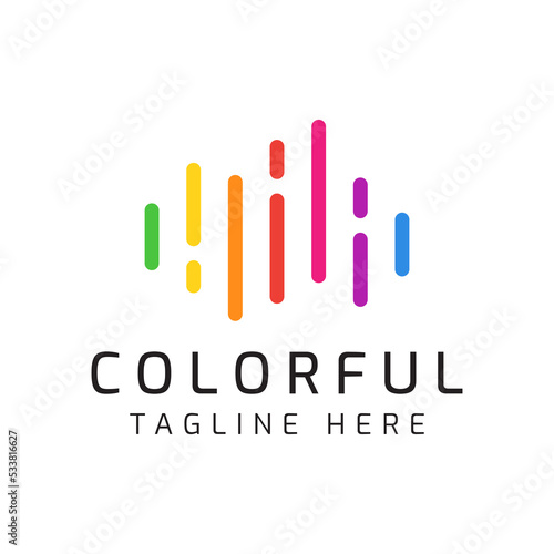 Logo Wave Abstract Shape with Simple Line Colorful Concept. Graphic  Futuristic Finance and Multimedia Creative Design