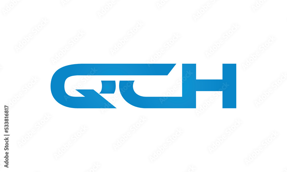 QCH monogram linked letters, creative typography logo icon QCH monogram linked letters, creative typography logo icon