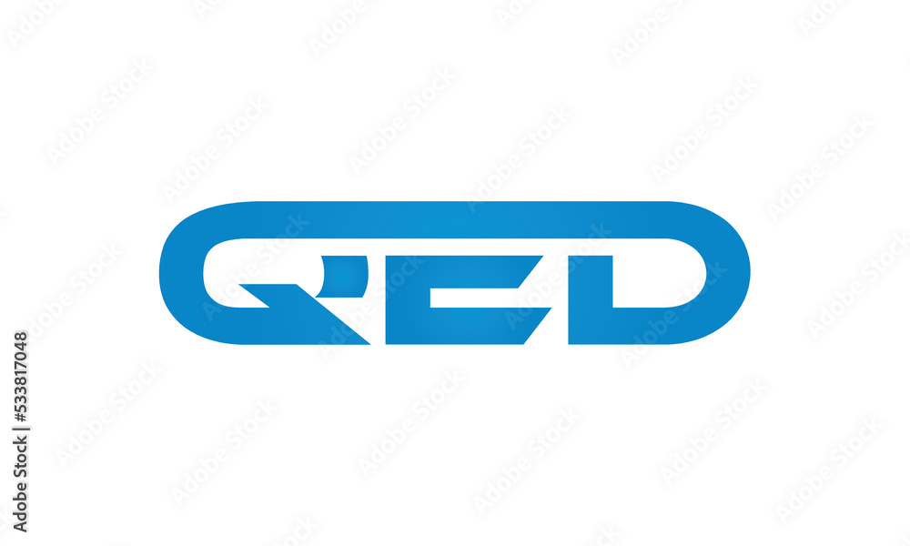 QED monogram linked letters, creative typography logo icon