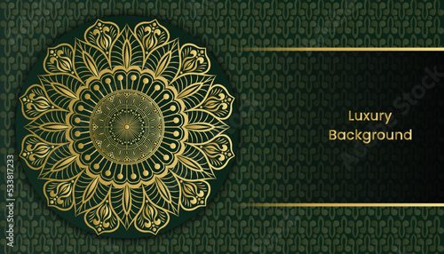 Royal vintage floral mandala design background in gold color. Islamic background with mandala ornament. 