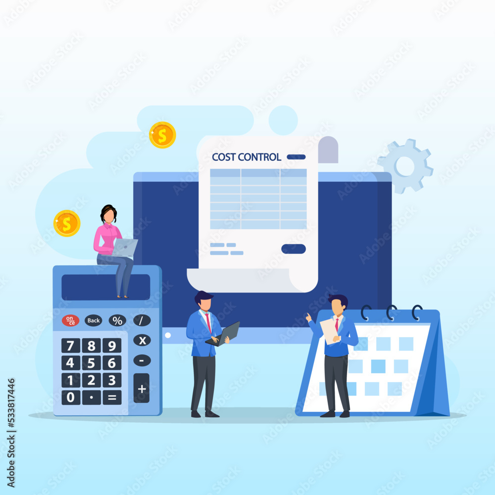 Cost control concept. Idea of financial planning savings flat vector illustration. Cost control concept. Idea of financial planning savings flat vector illustration.