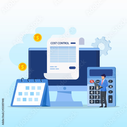 Cost control concept. Idea of financial planning savings flat vector illustration.