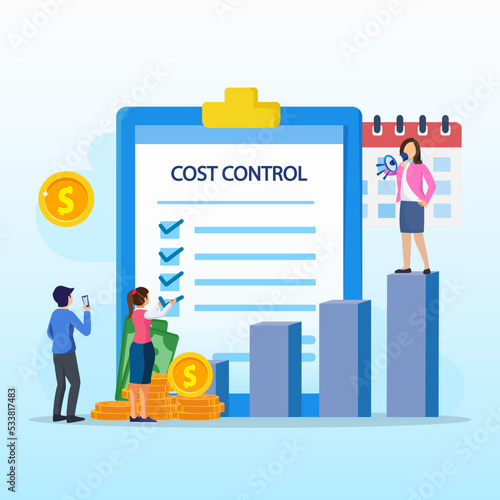 Cost control concept. Idea of financial planning savings flat vector illustration.