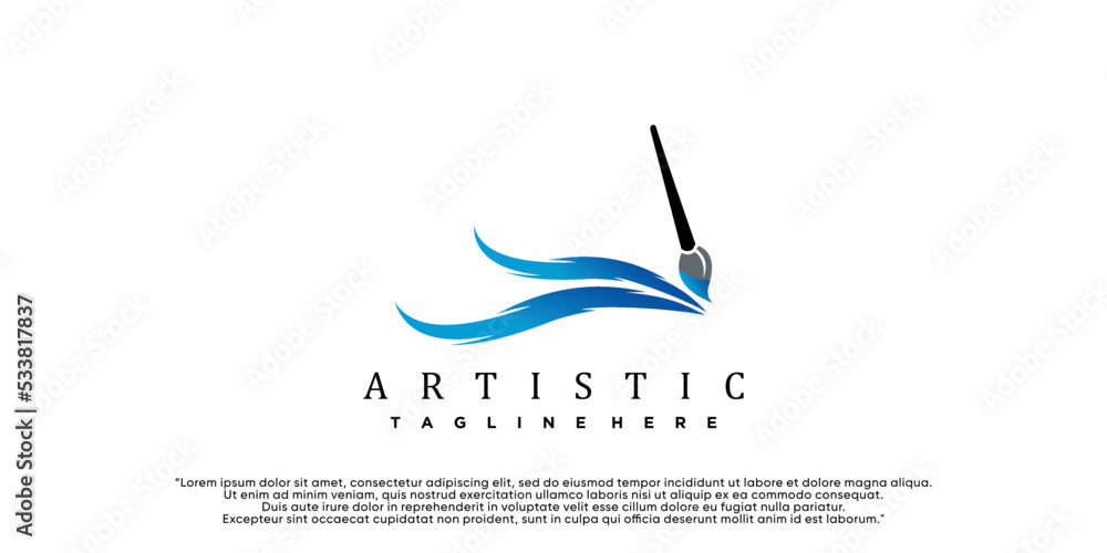Fototapeta premium Brush and palette icon watercolor logo design