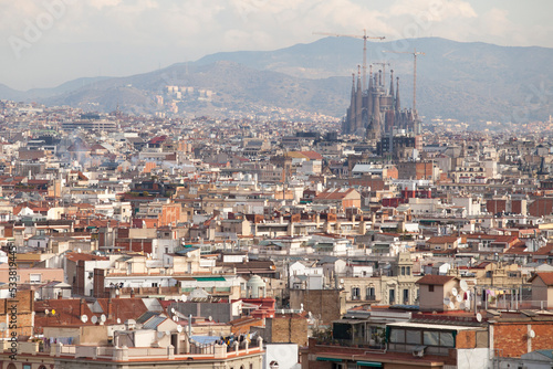 cityscape of church of sacred family, sagrada familia, temple, Barcelona