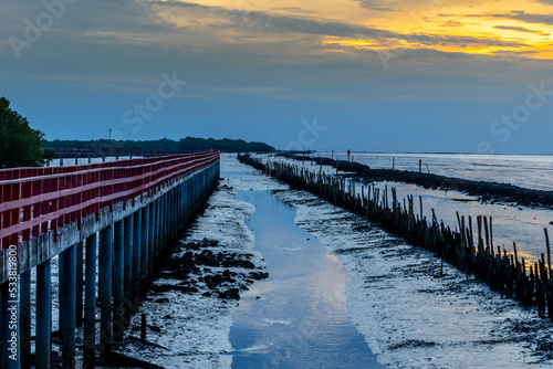 Beautiful sky and clouds in the morning at Bang Khun Thian sea view   bangkok  thailand