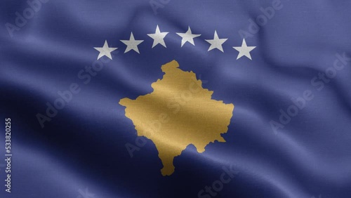 Flag Of Kosova - Kosova Flag High Detail - National flag Kosova wave Pattern loopable Elements - Fabric texture and endless loop - The flag of fluttering in the wind - Highly detailed animation of the photo