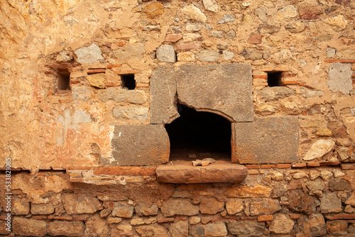 Fototapeta Naklejka Na Ścianę i Meble -  old antique castle wall brick historic abandones stone