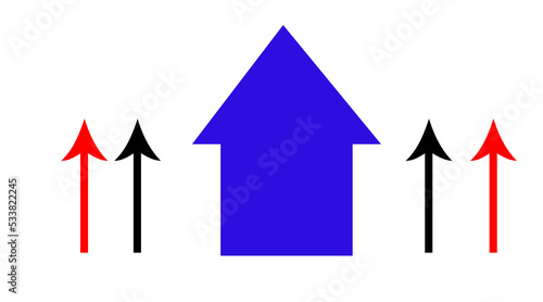 Red and Blue arrow icon, red color arrow indicator Symbol