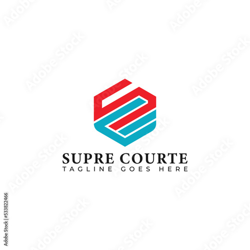 Abstract initial letter SC or CS logo in blue-red color isolated in white background applied for property law firm logo also suitable for the brands or companies have initial name CS or SC.