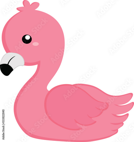 Cute Pink Flamingo Bird Animal Illustration Vector Clipart