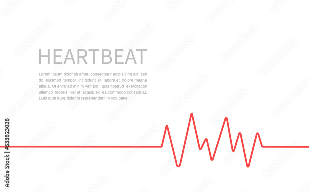 Red heartbeat line icon on white background. Pulse Rate Monitor banner. Vector illustration. Red heartbeat line icon on white background. Pulse Rate Monitor banner. Vector illustration.