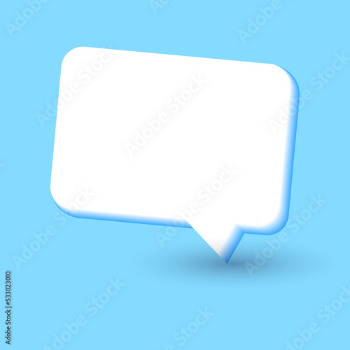 3D speech bubble vector design on blue background