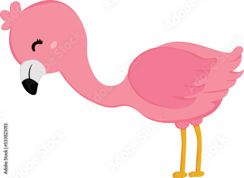Cute Pink Flamingo Bird Animal Illustration Vector Clipart