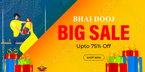 vector illustration for Indian festival bhai dooj sale offer banner photo