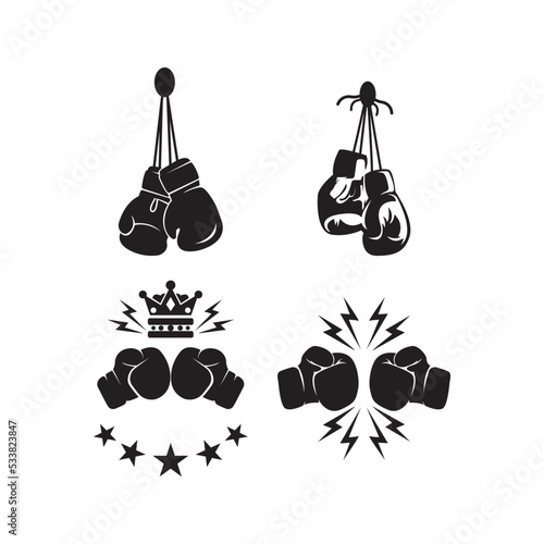 boxing gloves logo vector icon illustration