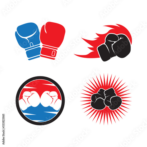 boxing gloves logo vector icon illustration