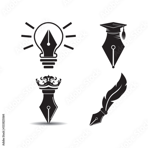 pen tool icon logo vector design