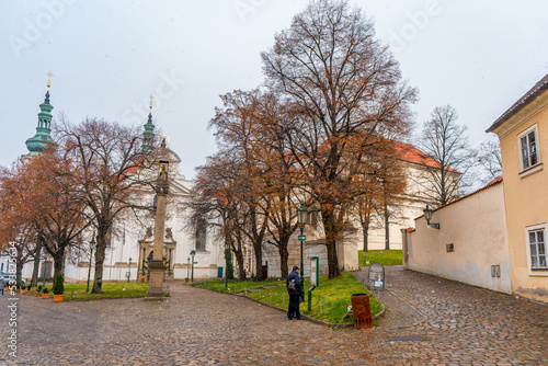 Premonstratensian abbey , monastery , library in Prague , Historic and romantic old town  during winter . Prague , Czech  : December 12, 2019 photo
