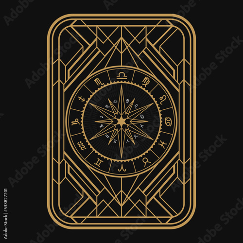 Divine magic occult symbolism occultism art deco label vector
