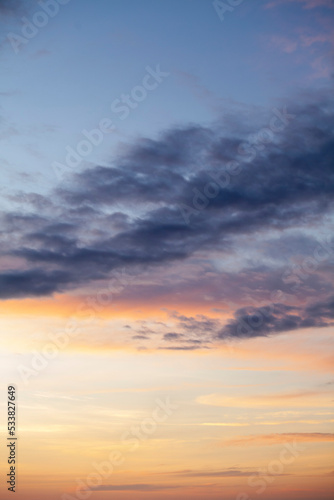 Fototapeta Naklejka Na Ścianę i Meble -  texture of sky during sunset clouds blue orange