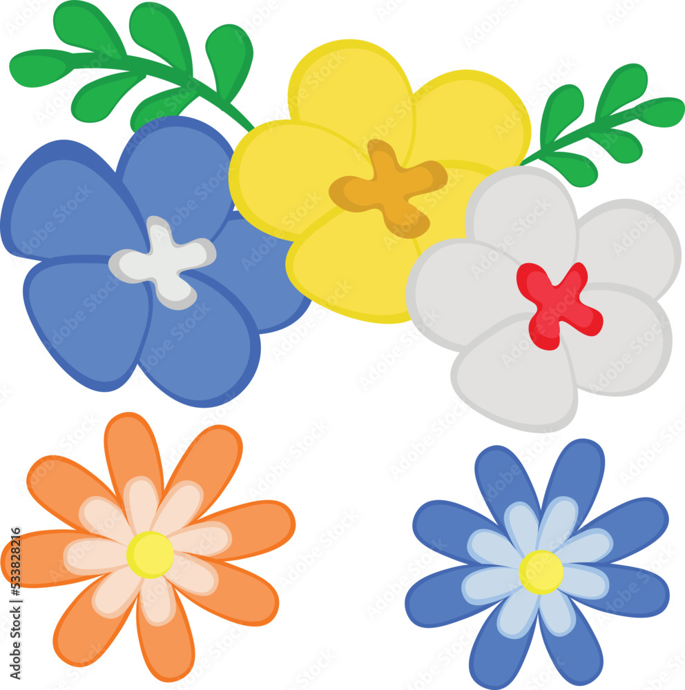 Fototapeta premium Cute Colorful Flowers Illustration Vector Clipart
