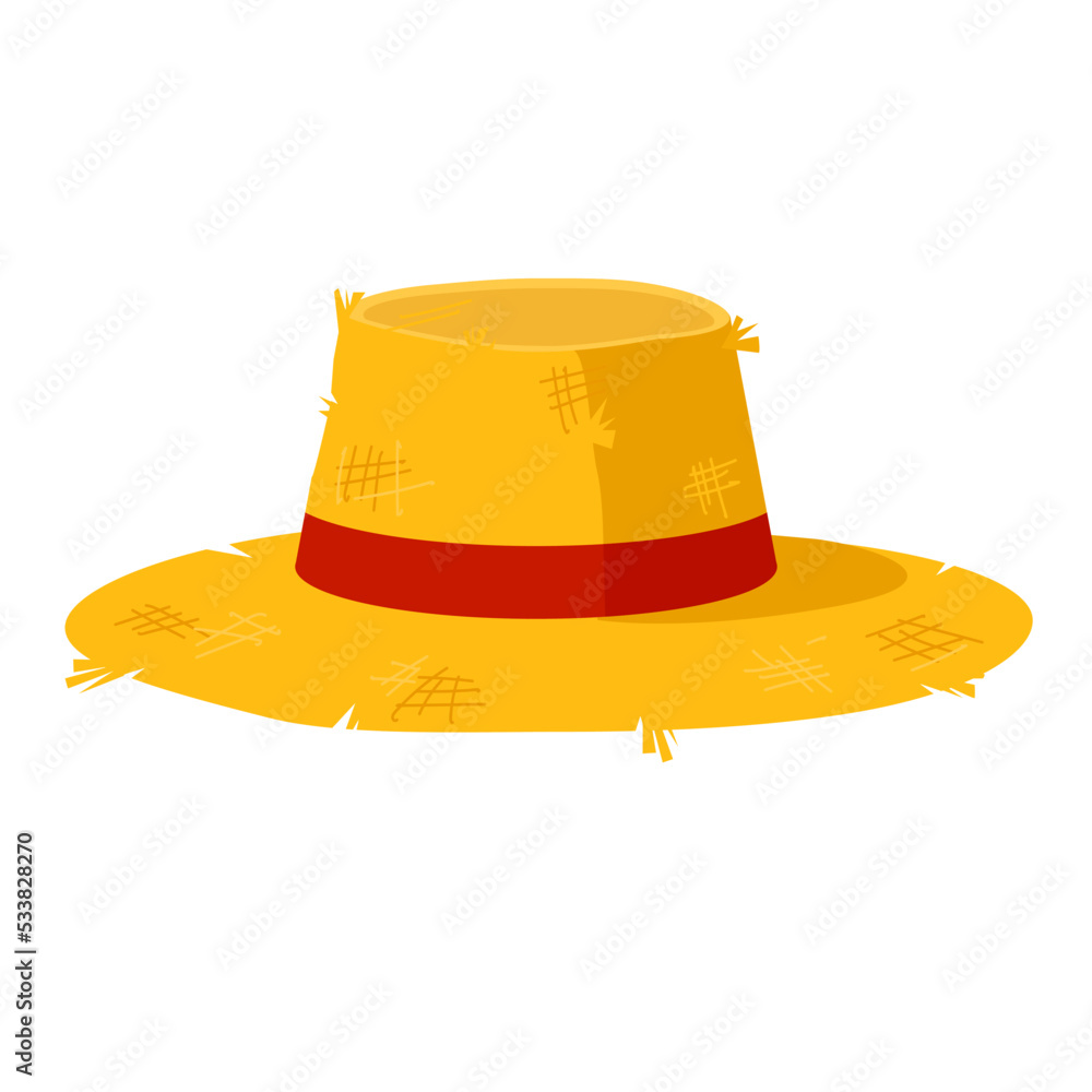 straw hat flat vector illustration logo icon clipart Stock Vector ...