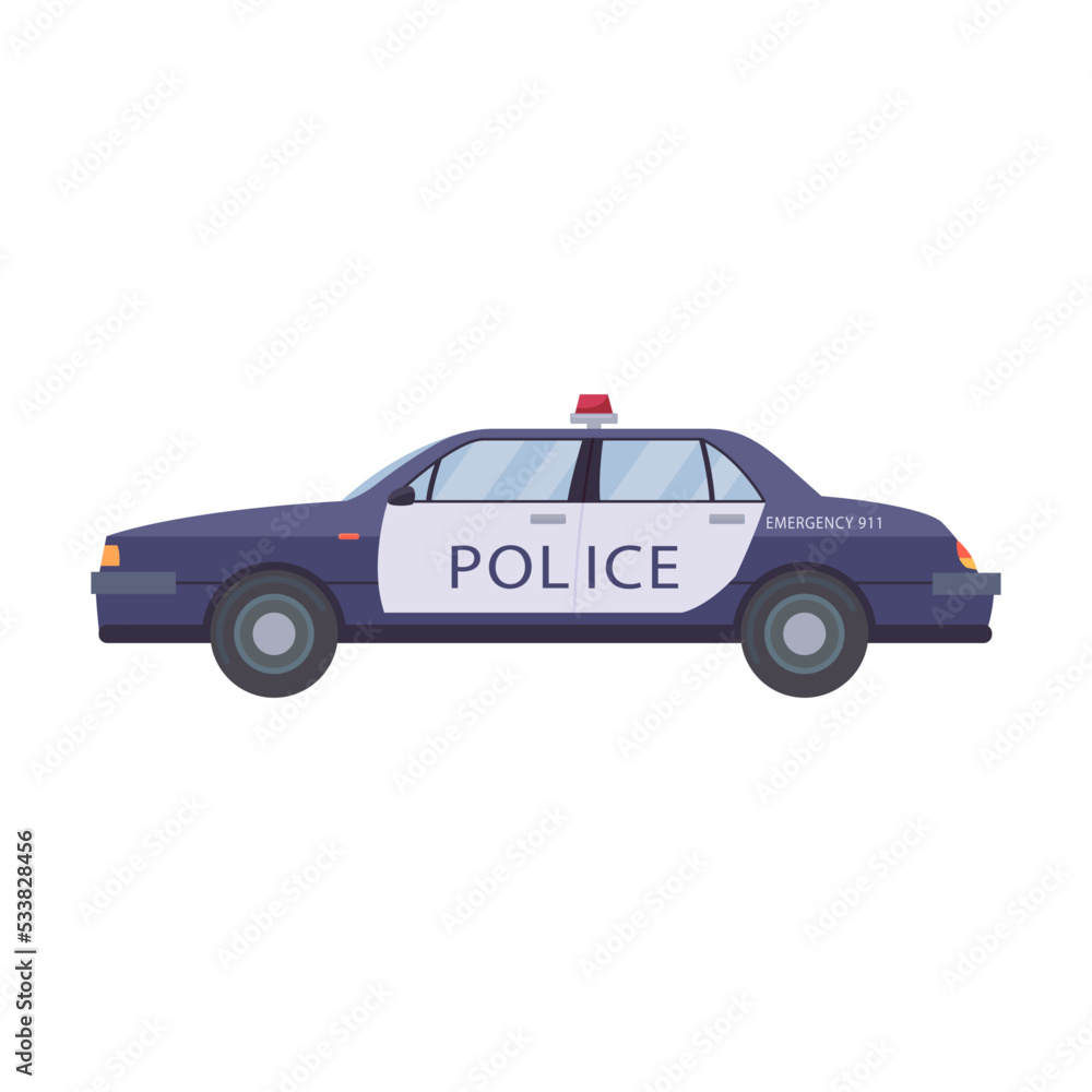911 vehicle. Police car isolated on white. Vector illustrations for accident, rescue, transport concept 911 vehicle. Police car isolated on white. Vector illustrations for accident, rescue, transport concept