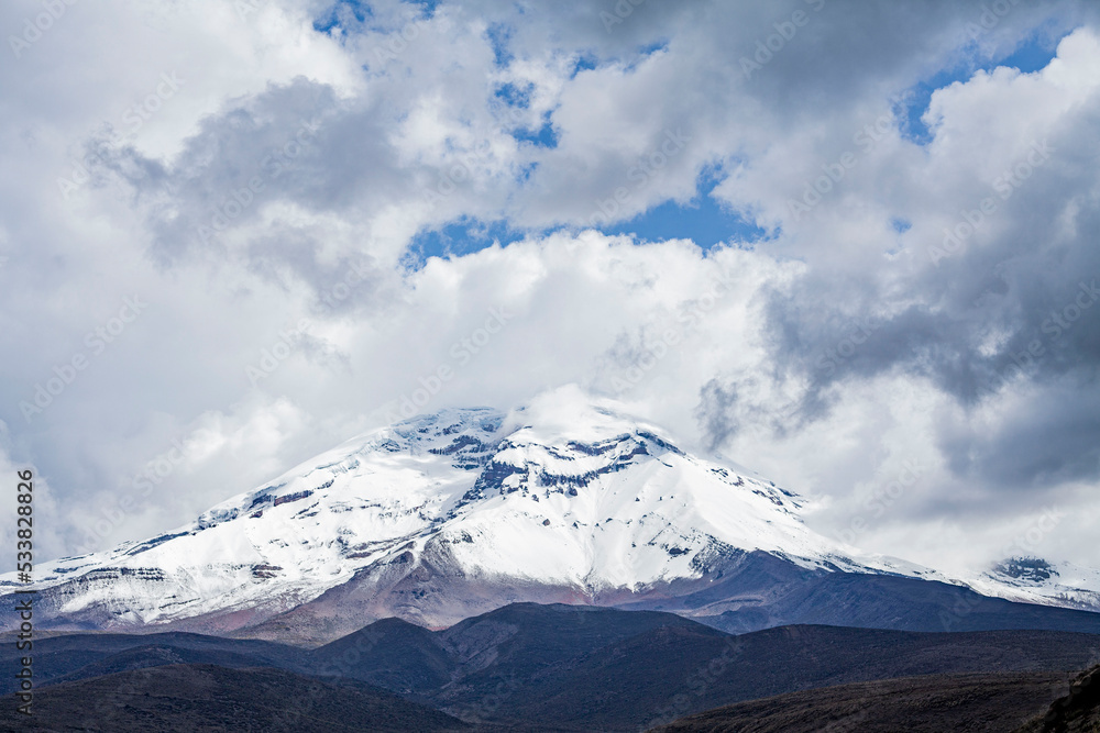 Landscape of El chimborazo, Ecuador, andes, andean mountains snow peak Landscape of El chimborazo, Ecuador, andes, andean mountains snow peak