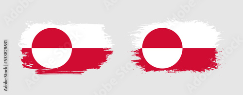 Free Download Set of two grunge brush flag of Greenland on solid background - GFXLoad