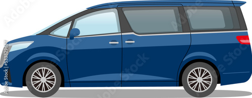 Car mini van blue vector illustration ミニバン