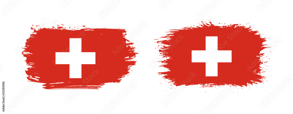 Obraz premium Set of two grunge brush flag of Switzerland on solid background