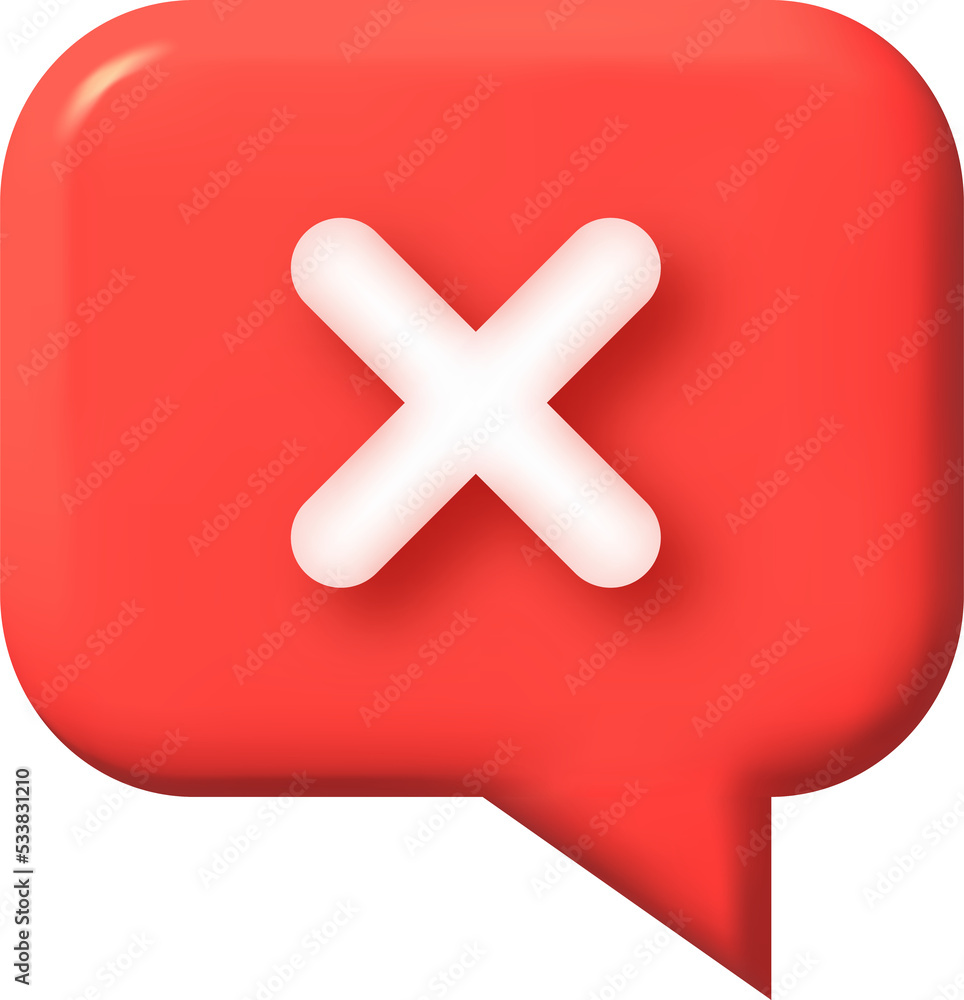 Obraz premium Cross ban and error icon. 3d illustration.