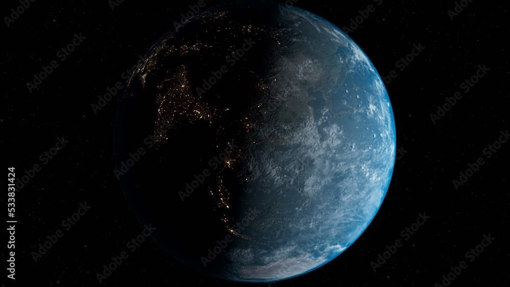 Fototapeta premium planet earth in space close starry background cosmic solar stars the world 