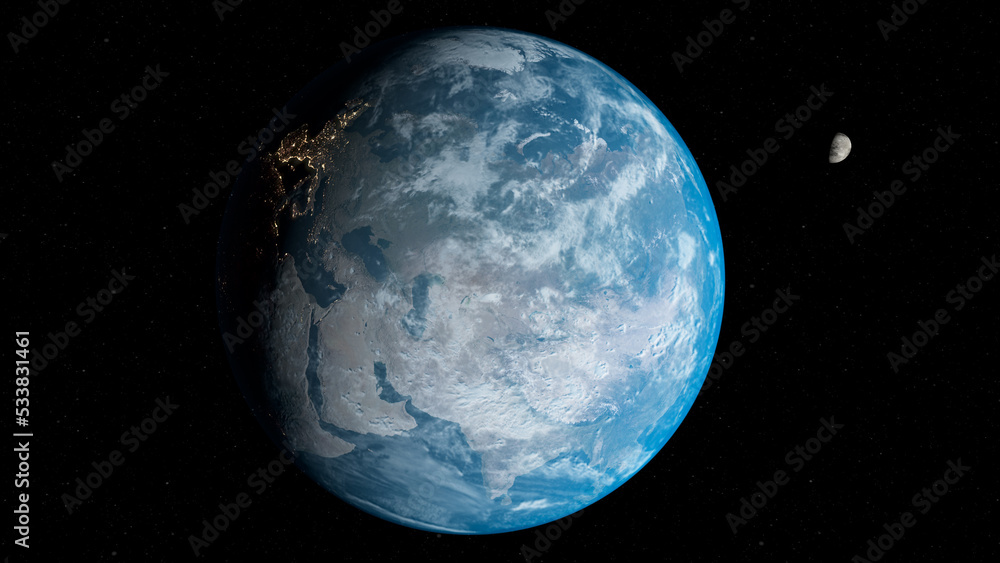 planet earth and moon in space starry background cosmic solar stars 