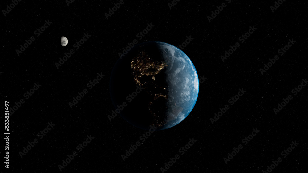 planet earth and moon in space starry background cosmic solar stars planet earth and moon in space starry background cosmic solar stars