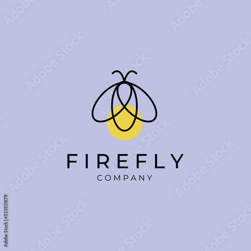 vintage line art firefly logo icon illustration design