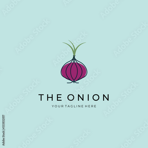 onion line art logo, icon and symbol, vector illustration design