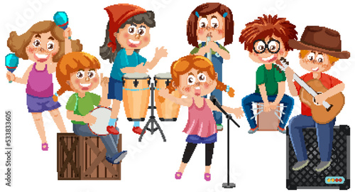 Kids playing musical instruments
