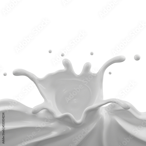 Milk splash  with clipping path , 3D Rendering, 3D illustration