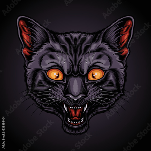 black cat head vector illustration © worstvect