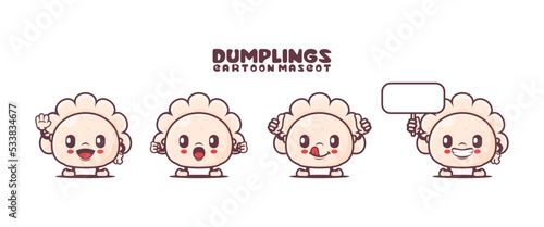 dumplings cartoon mascot with different expressions