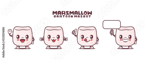 marshmallow cartoon mascot with different expressions
