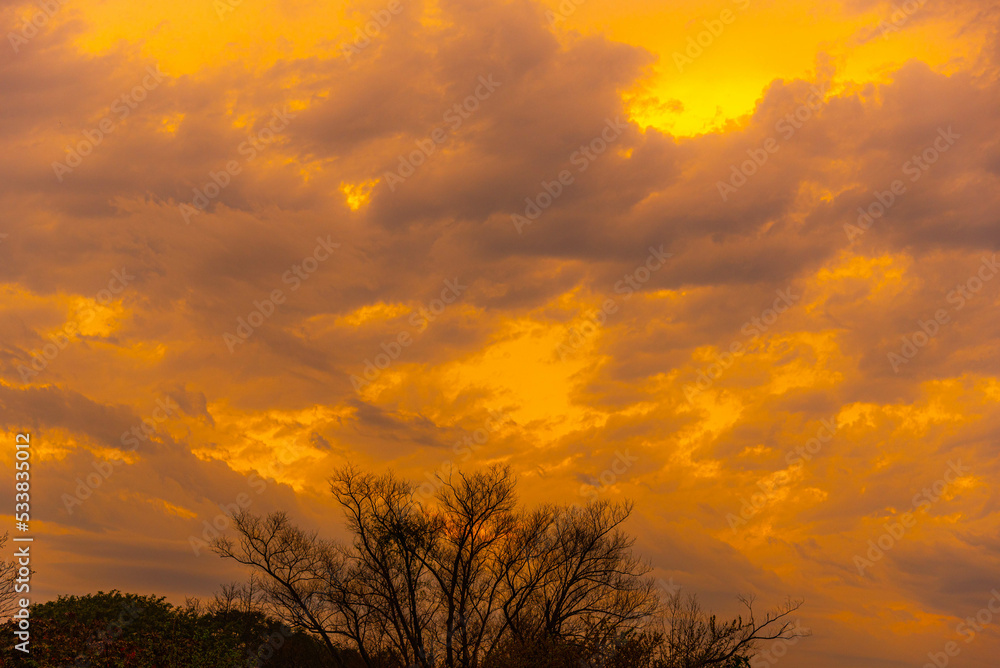 Dramatic sky and clouds at dusk