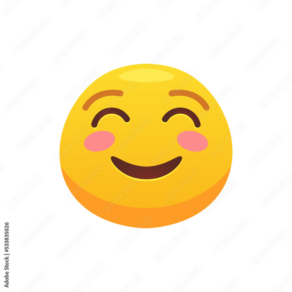 Feeling expression. Face emoji flat icon for web design. Cartoon yellow emotion circle icon smiling, laughing isolated vector illustration Feeling expression. Face emoji flat icon for web design. Cartoon yellow emotion circle icon smiling, laughing isolated vector illustration