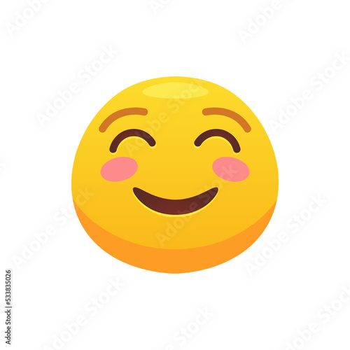 Feeling expression. Face emoji flat icon for web design. Cartoon yellow emotion circle icon smiling, laughing isolated vector illustration